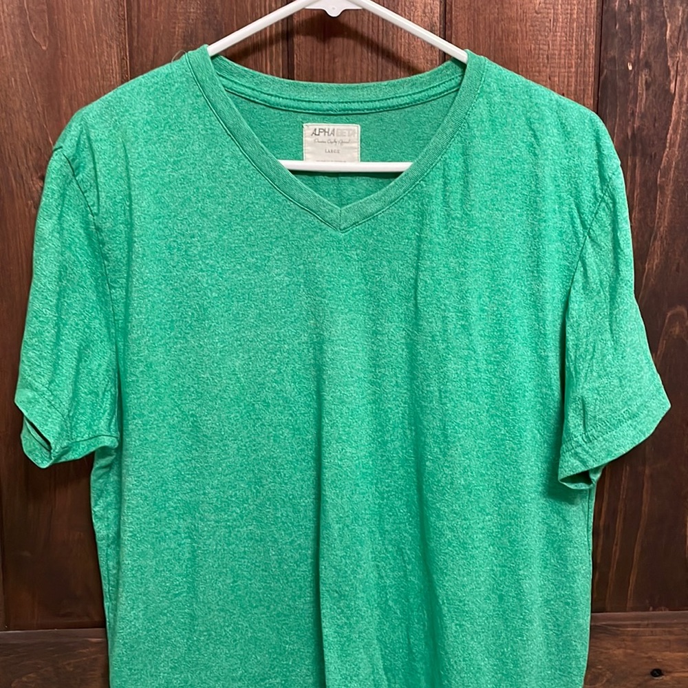 Men's green v-neck super soft t-shirt size large
